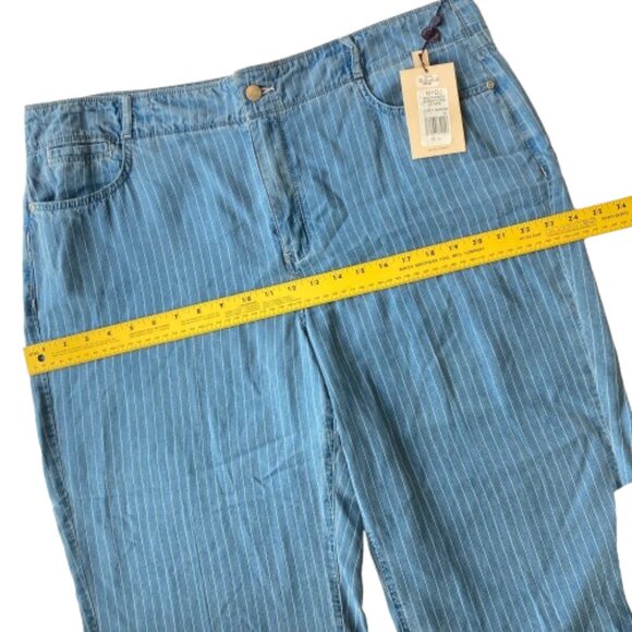 NYDJ High Rise Brigitte Wide Leg Capri Jeans 18 Light Marine Striped NWT - Picture 7 of 12